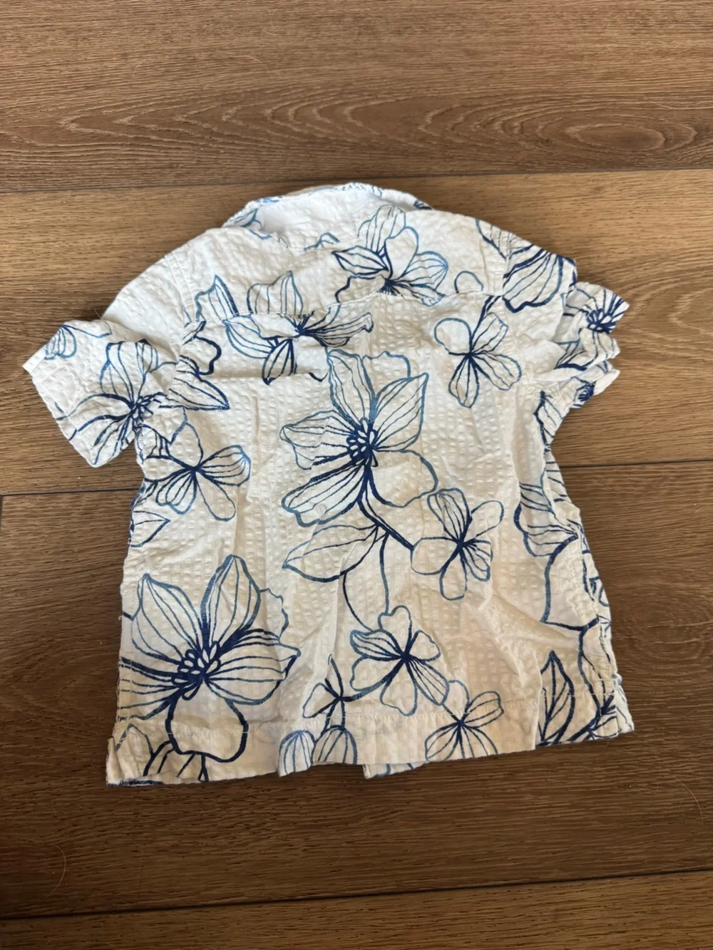 Baby GAP White Hawaiian Shirt with Blue Floral Print